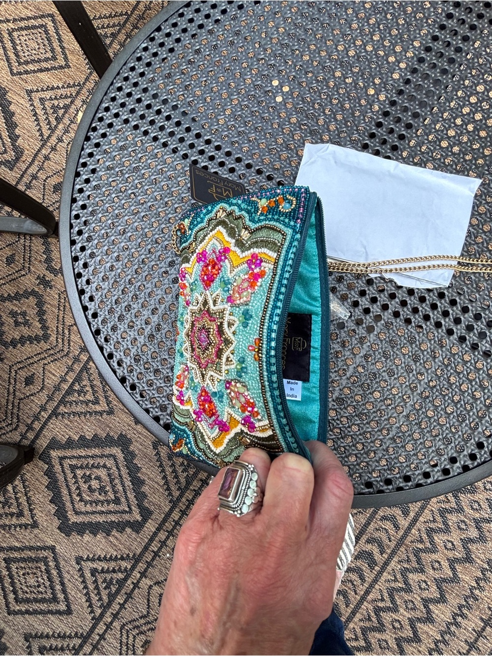 Mary Frances Venice teal Multicolor Beaded bag with Crossbody - Picture 7 of 17
